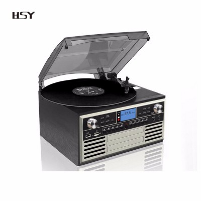 3 speed USB SD Bluetooth Turntable vinyl Record Player with Built-in Stereo Speakers